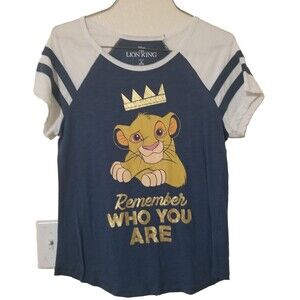 Disney‎ The Lion King Womens Tshirt Medium 8 10 Baseball Style Simba Blue White